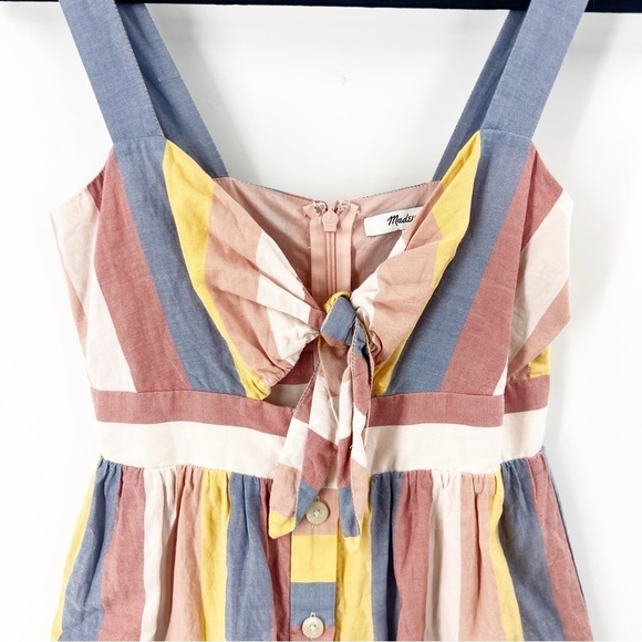 ✅ MADEWELL Tie-Front Cutout Dress in Sherbet Stripe SIZE 00 - Picture 5 of 11